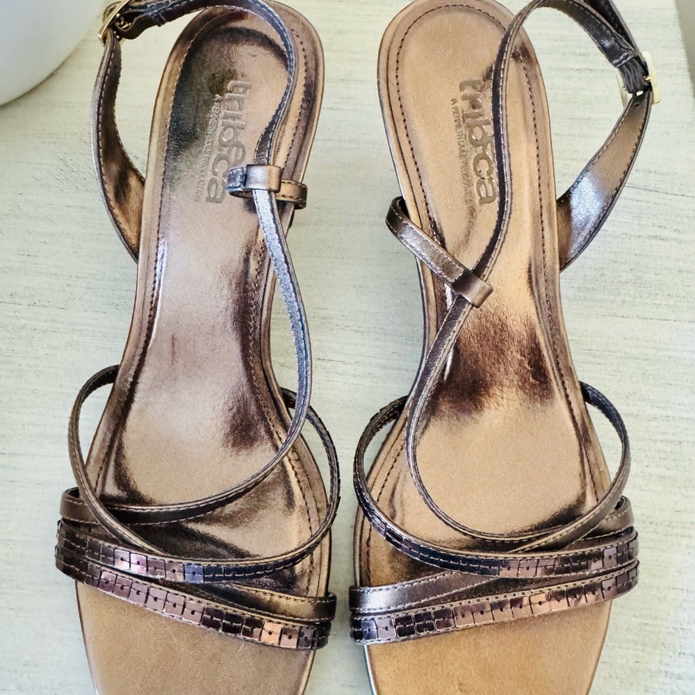 Kenneth Cole Bronze Strappy Heels